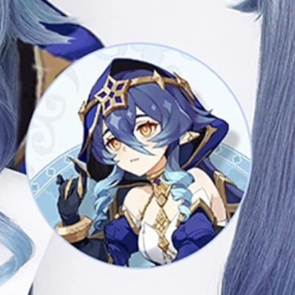 Genshin Impact Layla Cosplay Wig Blue Long Length - Picture 2 of 6